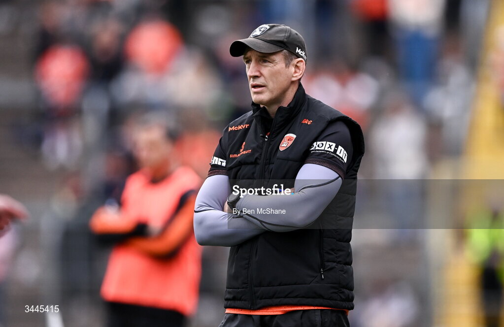 3 May 2026; Armagh manager Kieran McGeeney during the Ulster GAA Football Senior Championship semi-final match between Armagh and Down at St Tiernach's Park in Clones, Monaghan. Photo by Ben McShane/Sportsfile