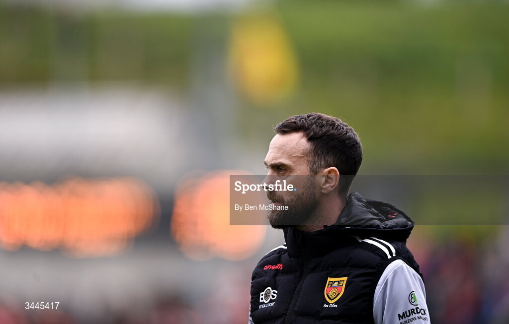 3 May 2026; Down manager Conor Laverty during the Ulster GAA Football Senior Championship semi-final match between Armagh and Down at St Tiernach's Park in Clones, Monaghan. Photo by Ben McShane/Sportsfile
