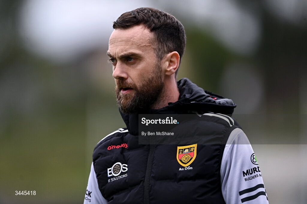 3 May 2026; Down manager Conor Laverty during the Ulster GAA Football Senior Championship semi-final match between Armagh and Down at St Tiernach's Park in Clones, Monaghan. Photo by Ben McShane/Sportsfile