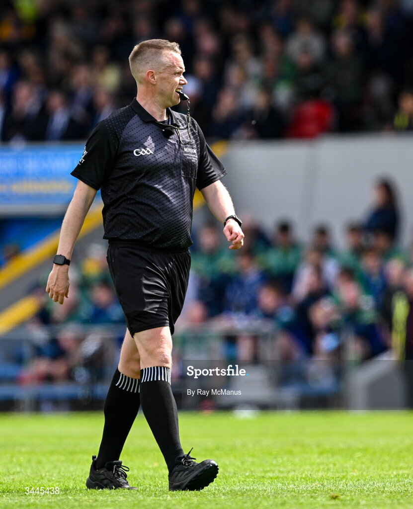 3 May 2026; Referee Michael Kennedy during the Munster GAA Senior Hurling Championship Round 3 match between Clare and Limerick at Zimmer Biomet Páirc Chíosóg in Ennis, Clare. Photo by Ray McManus/Sportsfile