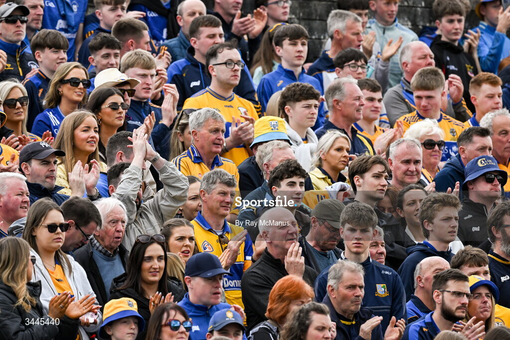 3 May 2026; A section of the one of the 20,751 in attendance during the Munster GAA Senior Hurling Championship Round 3 match between Clare and Limerick at Zimmer Biomet Páirc Chíosóg in Ennis, Clare. Photo by Ray McManus/Sportsfile