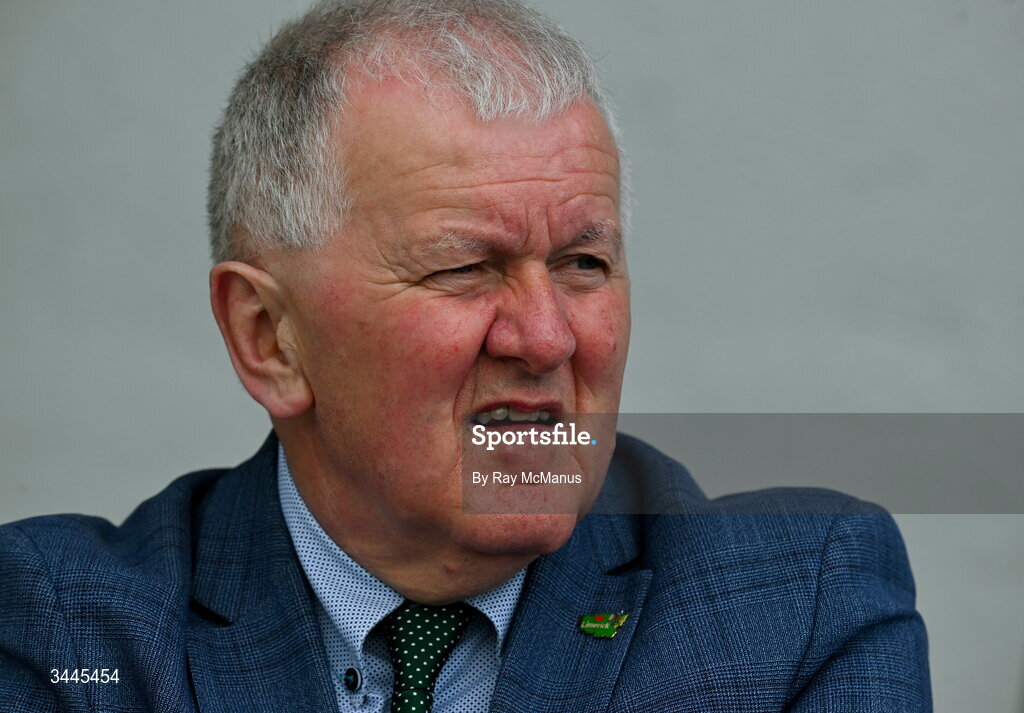 3 May 2026; Limerick County Board Chairman Séamus McNamara before the Munster GAA Senior Hurling Championship Round 3 match between Clare and Limerick at Zimmer Biomet Páirc Chíosóg in Ennis, Clare. Photo by Ray McManus/Sportsfile