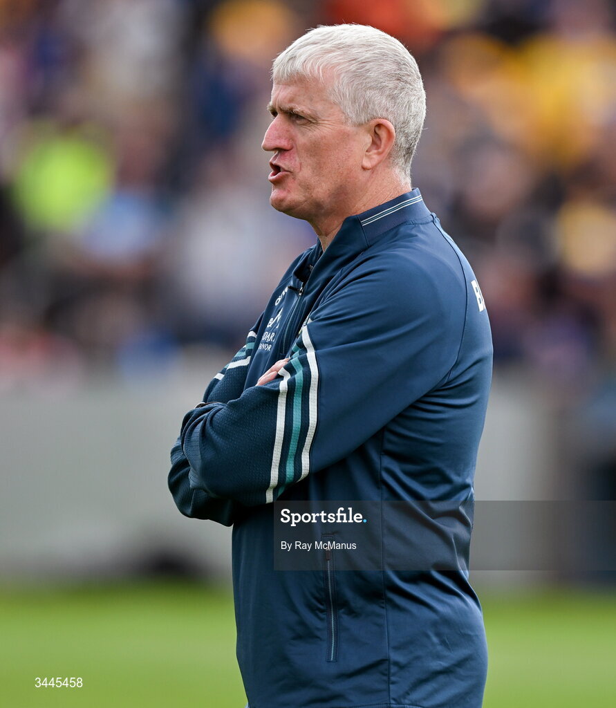 3 May 2026; Limerick manager John Kiely before the Munster GAA Senior Hurling Championship Round 3 match between Clare and Limerick at Zimmer Biomet Páirc Chíosóg in Ennis, Clare. Photo by Ray McManus/Sportsfile