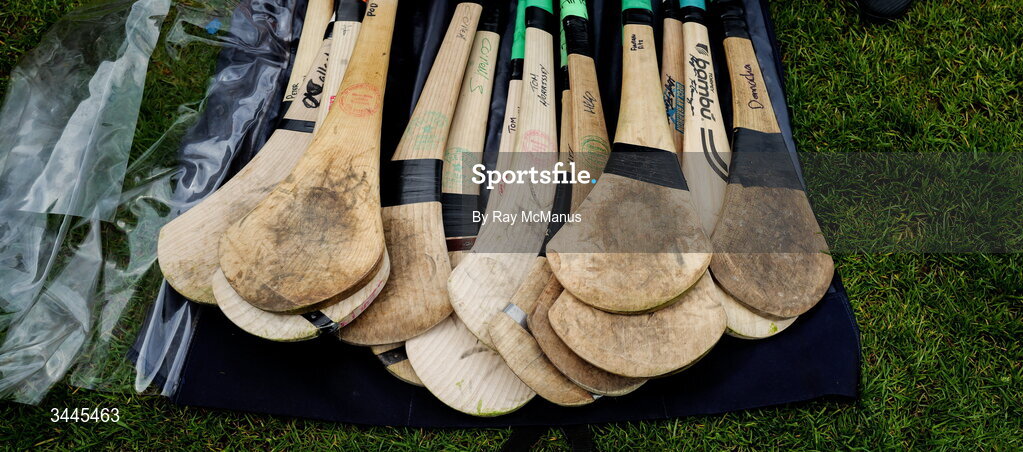 3 May 2026; Hurleys, belong to the Limerick players, before the Munster GAA Senior Hurling Championship Round 3 match between Clare and Limerick at Zimmer Biomet Páirc Chíosóg in Ennis, Clare. Photo by Ray McManus/Sportsfile