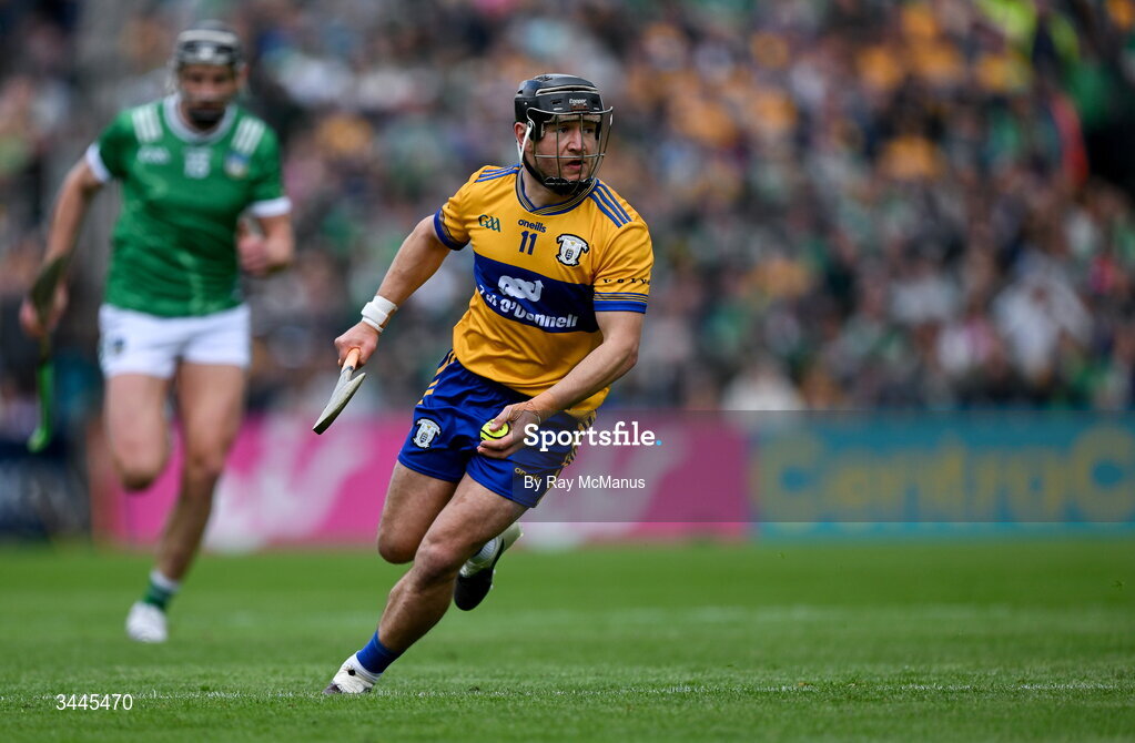3 May 2026; David Reidy of Clare during the Munster GAA Senior Hurling Championship Round 3 match between Clare and Limerick at Zimmer Biomet Páirc Chíosóg in Ennis, Clare. Photo by Ray McManus/Sportsfile