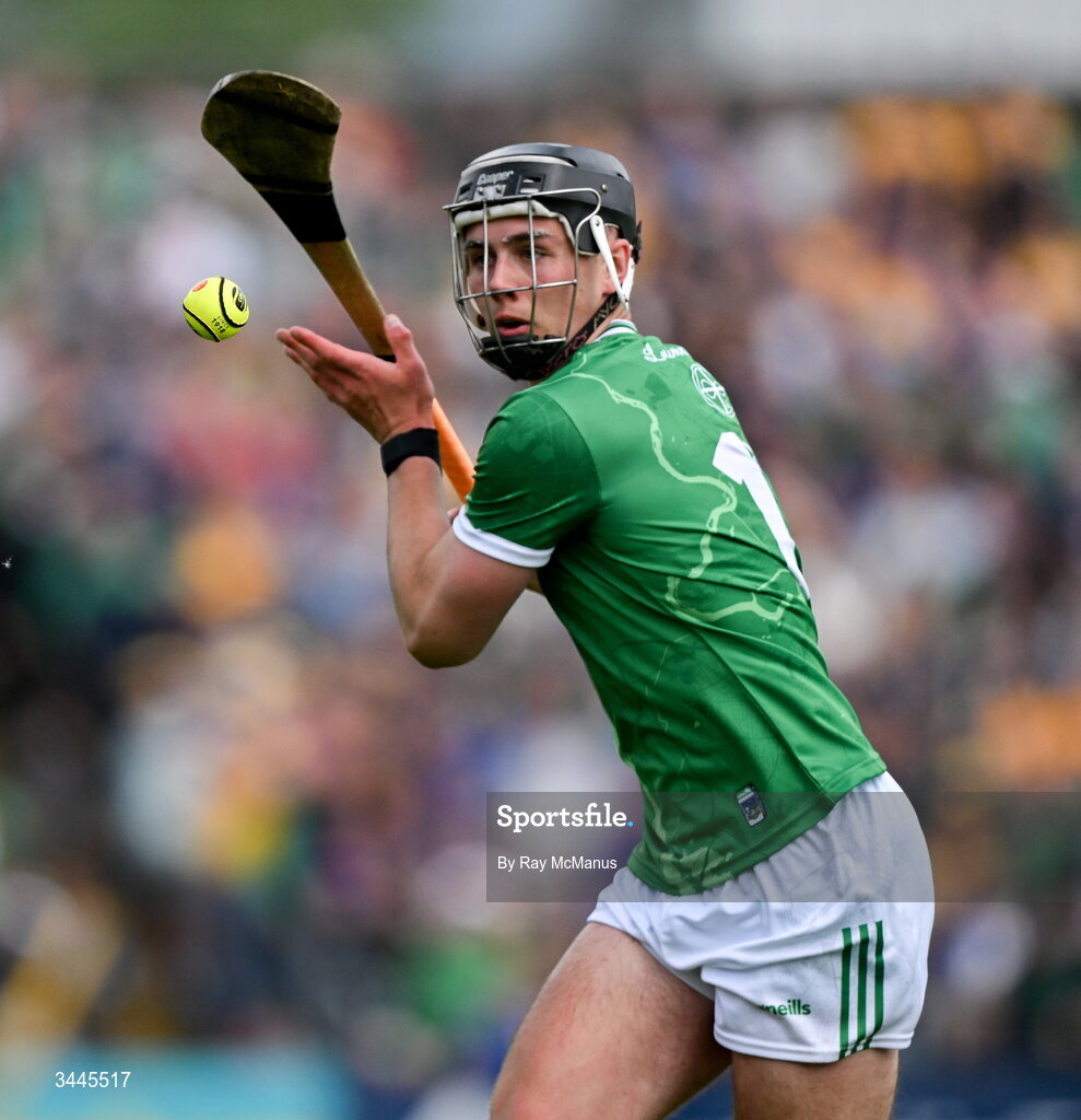 3 May 2026; Aidan O'Connor of Limerick during the Munster GAA Senior Hurling Championship Round 3 match between Clare and Limerick at Zimmer Biomet Páirc Chíosóg in Ennis, Clare. Photo by Ray McManus/Sportsfile
