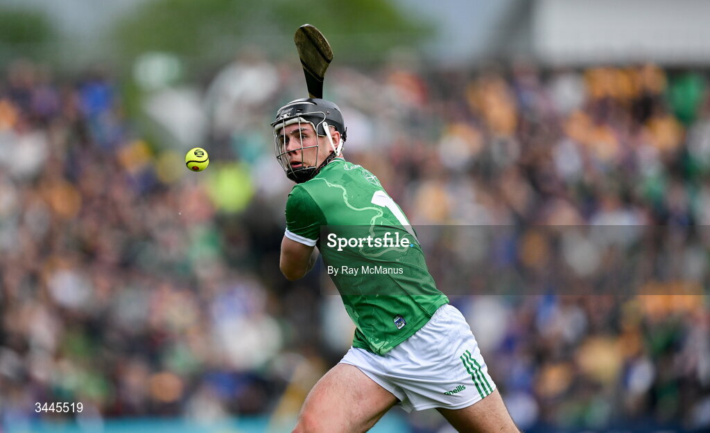 3 May 2026; Aidan O'Connor of Limerick during the Munster GAA Senior Hurling Championship Round 3 match between Clare and Limerick at Zimmer Biomet Páirc Chíosóg in Ennis, Clare. Photo by Ray McManus/Sportsfile