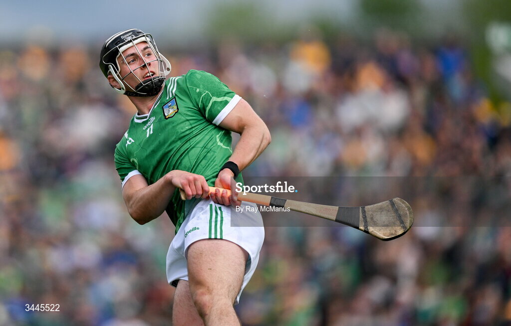 3 May 2026; Aidan O'Connor of Limerick during the Munster GAA Senior Hurling Championship Round 3 match between Clare and Limerick at Zimmer Biomet Páirc Chíosóg in Ennis, Clare. Photo by Ray McManus/Sportsfile