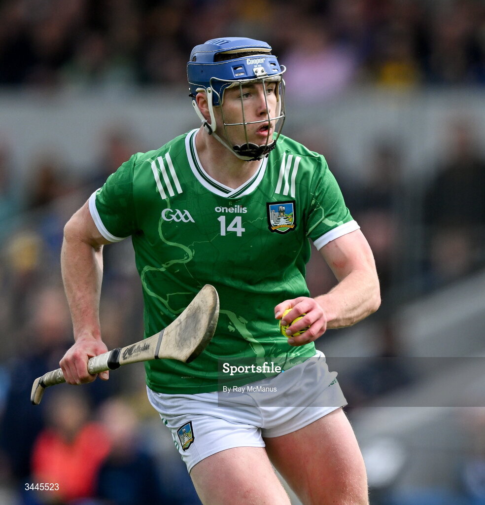 3 May 2026; Shane O'Brien of Limerick during the Munster GAA Senior Hurling Championship Round 3 match between Clare and Limerick at Zimmer Biomet Páirc Chíosóg in Ennis, Clare. Photo by Ray McManus/Sportsfile