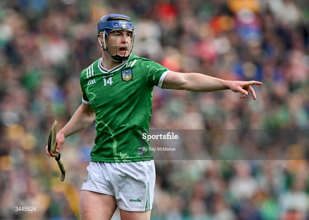 3 May 2026; Shane O'Brien of Limerick during the Munster GAA Senior Hurling Championship Round 3 match between Clare and Limerick at Zimmer Biomet Páirc Chíosóg in Ennis, Clare. Photo by Ray McManus/Sportsfile