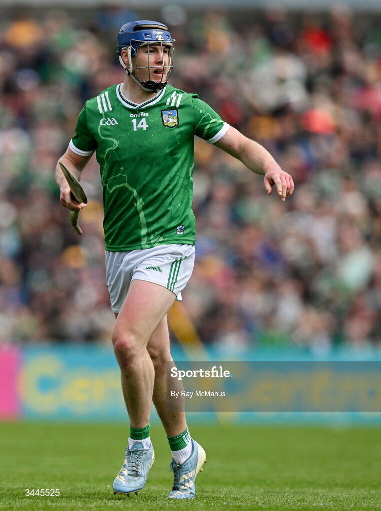 3 May 2026; Shane O'Brien of Limerick during the Munster GAA Senior Hurling Championship Round 3 match between Clare and Limerick at Zimmer Biomet Páirc Chíosóg in Ennis, Clare. Photo by Ray McManus/Sportsfile