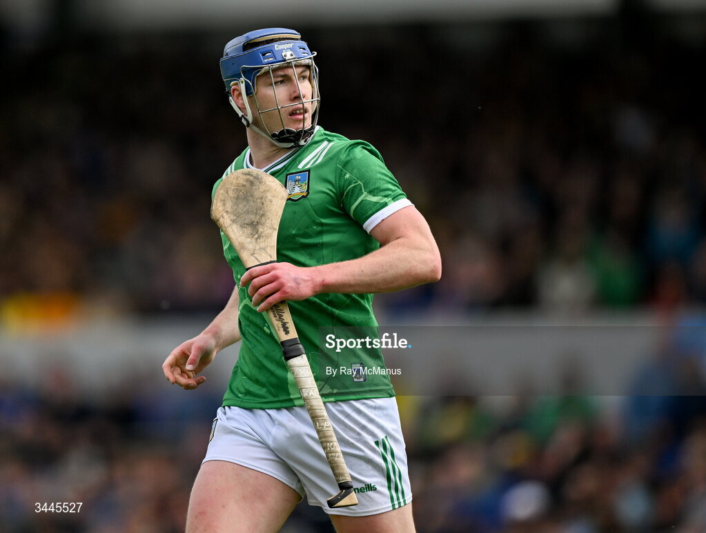 3 May 2026; Shane O'Brien of Limerick during the Munster GAA Senior Hurling Championship Round 3 match between Clare and Limerick at Zimmer Biomet Páirc Chíosóg in Ennis, Clare. Photo by Ray McManus/Sportsfile