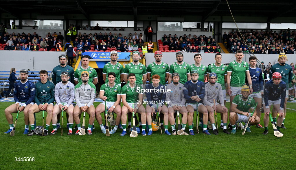 3 May 2026; The Limerick team before the Munster GAA Senior Hurling Championship Round 3 match between Clare and Limerick at Zimmer Biomet Páirc Chíosóg in Ennis, Clare. Photo by Brendan Moran/Sportsfile