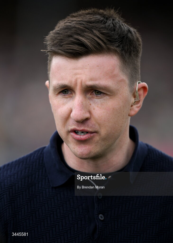 3 May 2026; RTÉ broadcaster Cathal Mullaney before the Munster GAA Senior Hurling Championship Round 3 match between Clare and Limerick at Zimmer Biomet Páirc Chíosóg in Ennis, Clare. Photo by Brendan Moran/Sportsfile
