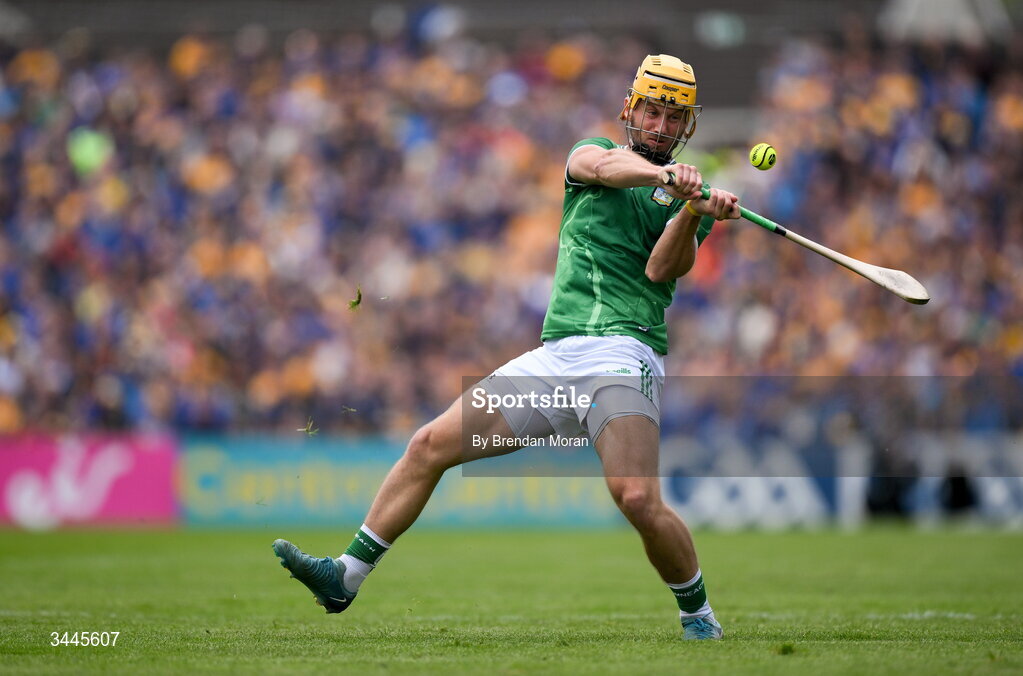 3 May 2026; Tom Morrissey of Limerick during the Munster GAA Senior Hurling Championship Round 3 match between Clare and Limerick at Zimmer Biomet Páirc Chíosóg in Ennis, Clare. Photo by Brendan Moran/Sportsfile