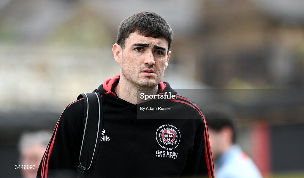 4 May 2026; Dawson Devoy of Bohemians arrives for the SSE Airtricity Men's Premier Division match between Bohemians and Shelbourne at Dalymount Park in Dublin. Photo by Adam Russell/Sportsfile