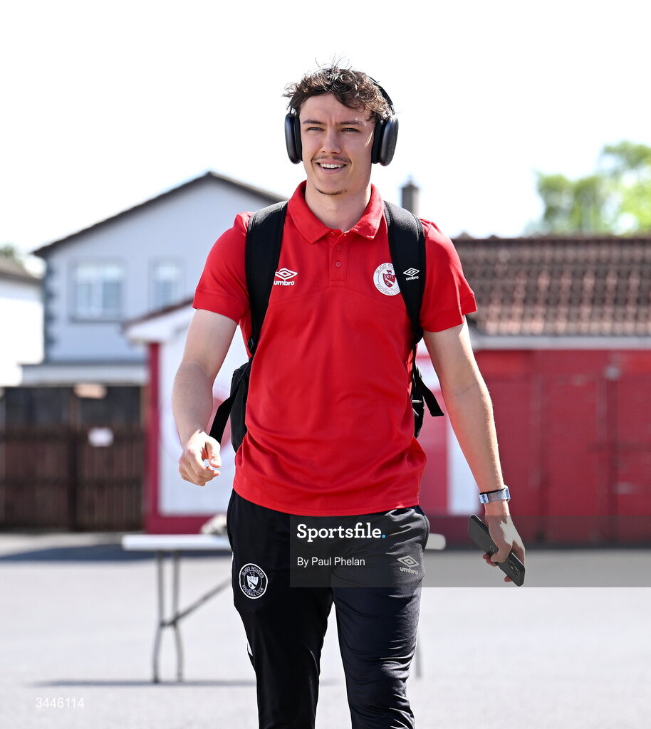 4 May 2026; Archie Meekison of Sligo Rovers arrives before the SSE Airtricity Men's Premier Division match between Sligo Rovers and St Patrick's Athletic at The Showgrounds in Sligo. Photo by Paul Phelan/Sportsfile