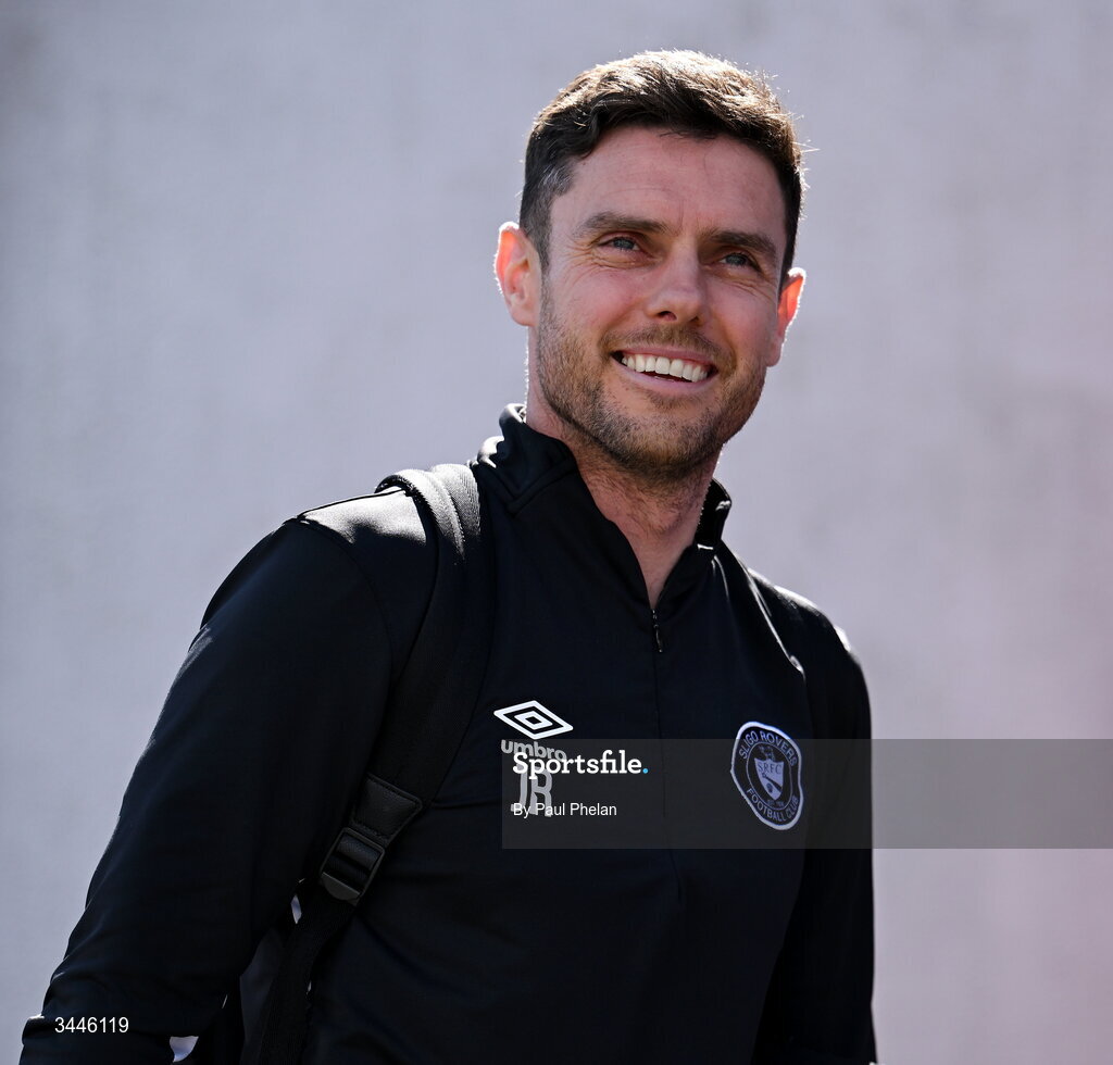 4 May 2026; Sligo Rovers manager John Russell arrives before the SSE Airtricity Men's Premier Division match between Sligo Rovers and St Patrick's Athletic at The Showgrounds in Sligo. Photo by Paul Phelan/Sportsfile