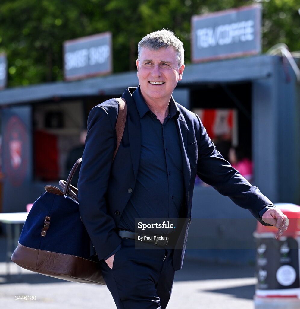 4 May 2026; St Patrick's Athletic manager Stephen Kenny arrives before the SSE Airtricity Men's Premier Division match between Sligo Rovers and St Patrick's Athletic at The Showgrounds in Sligo. Photo by Paul Phelan/Sportsfile