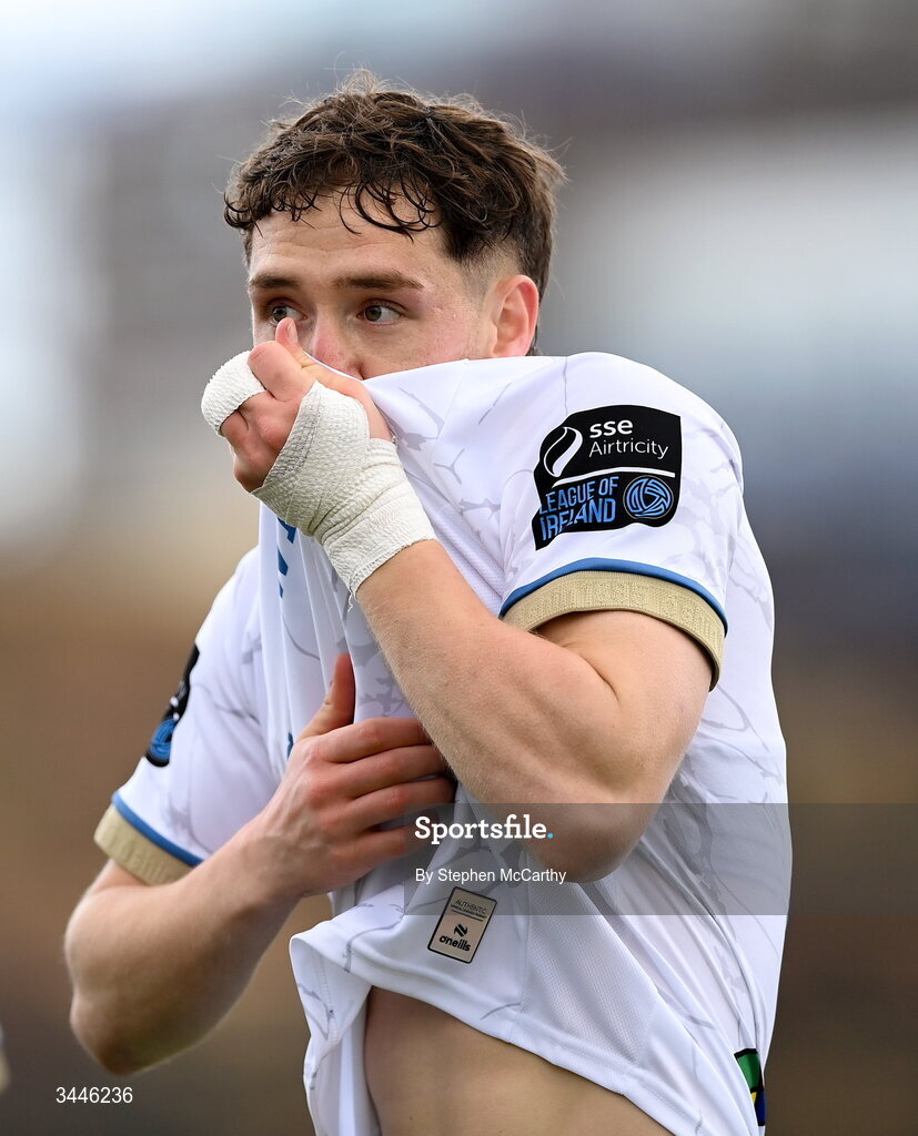 4 May 2026; John Martin of Shelbourne celebrates after scoring his side's first goal during the SSE Airtricity Men's Premier Division match between Bohemians and Shelbourne at Dalymount Park in Dublin. Photo by Stephen McCarthy/Sportsfile