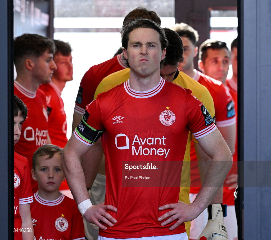 4 May 2026; Will Fitzgerald of Sligo Rovers in the tunnel before leading his team out before the SSE Airtricity Men's Premier Division match between Sligo Rovers and St Patrick's Athletic at The Showgrounds in Sligo. Photo by Paul Phelan/Sportsfile