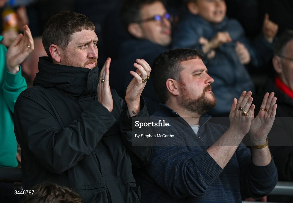 4 May 2026; Bohemians chief commercial officer Daniel Lambert and public relations officer Luke O'Riordan, right, before the SSE Airtricity Men's Premier Division match between Bohemians and Shelbourne at Dalymount Park in Dublin. Photo by Stephen McCarthy/Sportsfile