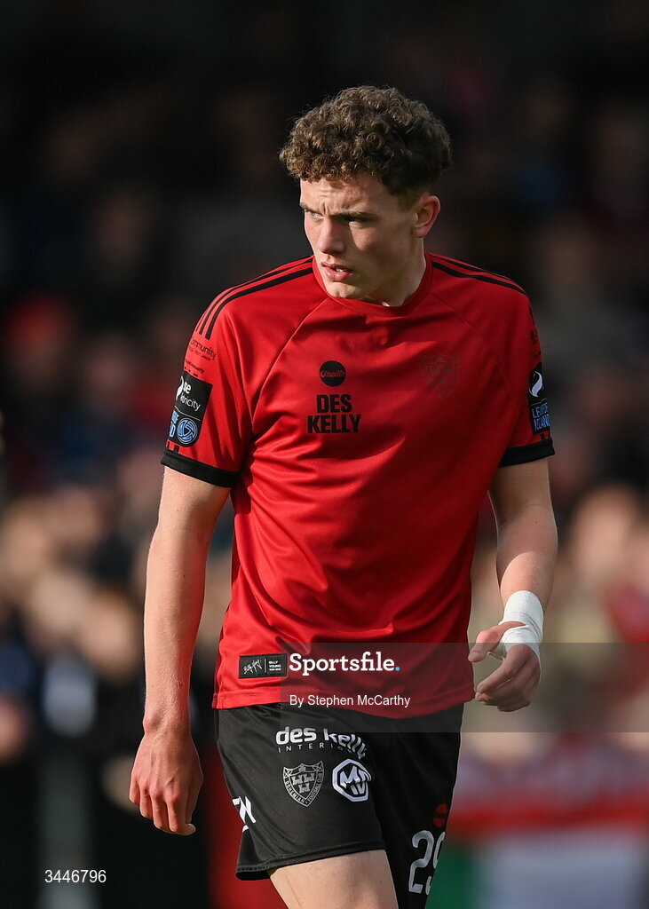 4 May 2026; Josh Harpur of Bohemians during the SSE Airtricity Men's Premier Division match between Bohemians and Shelbourne at Dalymount Park in Dublin. Photo by Stephen McCarthy/Sportsfile