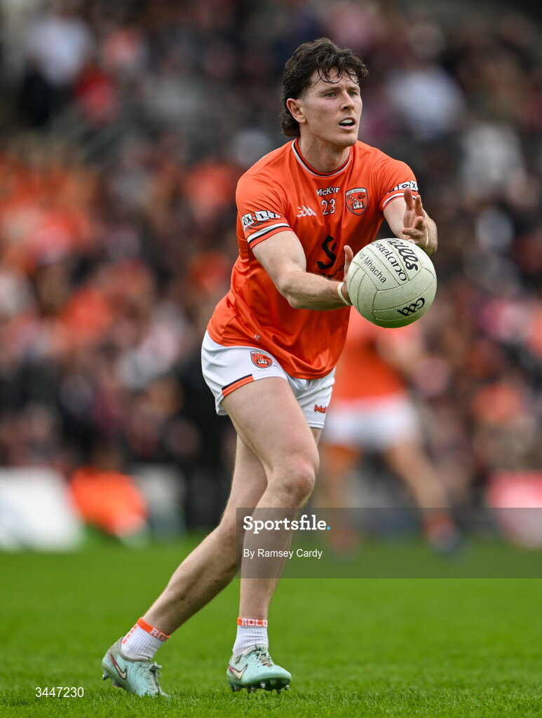 3 May 2026; Joe McElroy of Armagh during the Ulster GAA Football Senior Championship semi-final match between Armagh and Down at St Tiernach's Park in Clones, Monaghan. Photo by Ramsey Cardy/Sportsfile