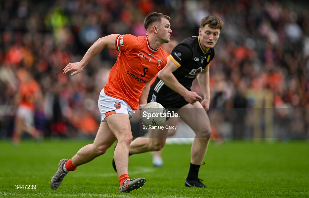 3 May 2026; Peter McGrane of Armagh during the Ulster GAA Football Senior Championship semi-final match between Armagh and Down at St Tiernach's Park in Clones, Monaghan. Photo by Ramsey Cardy/Sportsfile