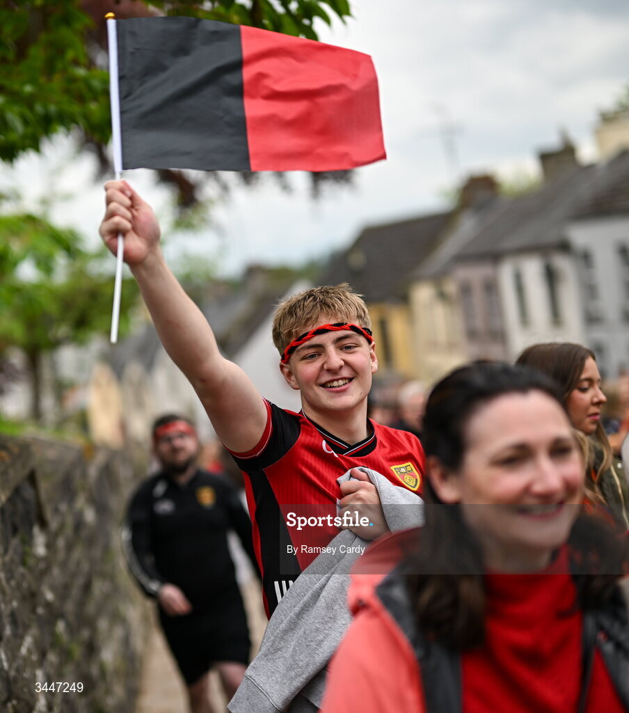 3 May 2026; Down supporters before the Ulster GAA Football Senior Championship semi-final match between Armagh and Down at St Tiernach's Park in Clones, Monaghan. Photo by Ramsey Cardy/Sportsfile