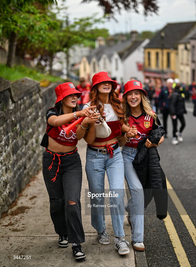 3 May 2026; Down supporters before the Ulster GAA Football Senior Championship semi-final match between Armagh and Down at St Tiernach's Park in Clones, Monaghan. Photo by Ramsey Cardy/Sportsfile