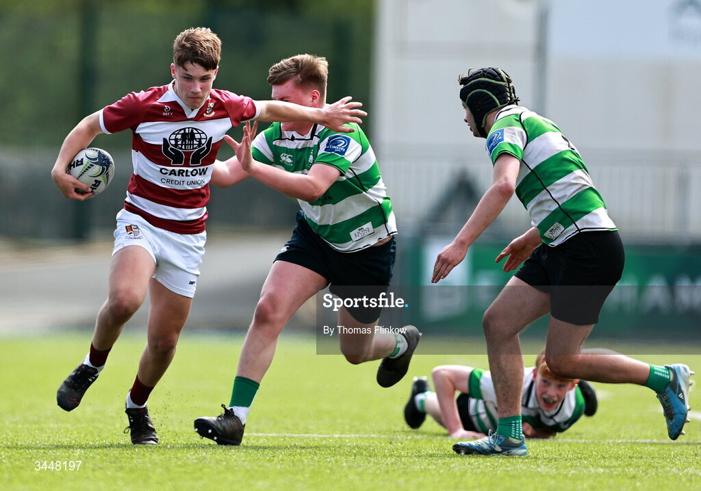 4 May 2026; Liam Nolan of Tullow RFC during the U15 McAuley Cup match between Naas RFC and Tullow RFC during the Leinster Rugby Youth Boys Cup Finals at Energia Park in Dublin. Photo by Thomas Flinkow/Sportsfile