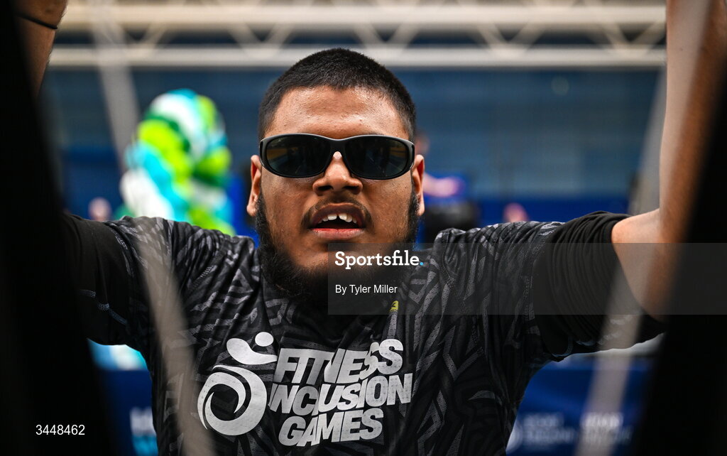 7 May 2026; More than a competition. Confidence, community and breaking down barriers. IWA’s Second Annual Fitness Inclusion Games brought athletes together to celebrate progress, resilience and the power of inclusion. Pictured during the IWA’s Second Annual Fitness Inclusion Games at the National Indoor Arena at the Sport Ireland Campus, Dublin is Umar Khan of Galway Gladiators. Photo by Tyler Miller/Sportsfile