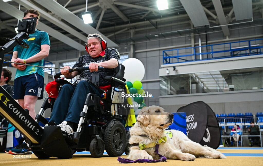 7 May 2026; More than a competition. Confidence, community and breaking down barriers. IWA’s Second Annual Fitness Inclusion Games brought athletes together to celebrate progress, resilience and the power of inclusion. Pictured during the IWA’s Second Annual Fitness Inclusion Games at the National Indoor Arena at the Sport Ireland Campus, Dublin is a competitor. Photo by Tyler Miller/Sportsfile