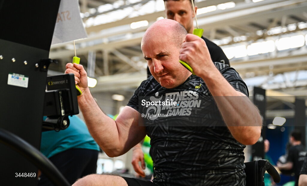 7 May 2026; More than a competition. Confidence, community and breaking down barriers. IWA’s Second Annual Fitness Inclusion Games brought athletes together to celebrate progress, resilience and the power of inclusion. Pictured during the IWA’s Second Annual Fitness Inclusion Games at the National Indoor Arena at the Sport Ireland Campus, Dublin is Nathan Doherty of North East Thunder. Photo by Tyler Miller/Sportsfile