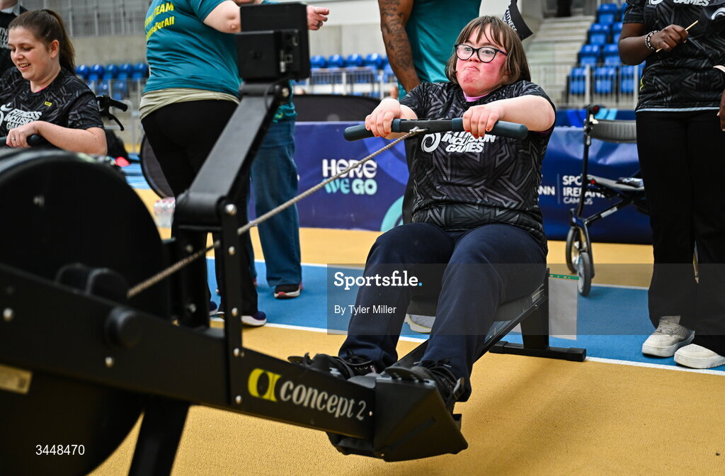 7 May 2026; More than a competition. Confidence, community and breaking down barriers. IWA’s Second Annual Fitness Inclusion Games brought athletes together to celebrate progress, resilience and the power of inclusion. Pictured during the IWA’s Second Annual Fitness Inclusion Games at the National Indoor Arena at the Sport Ireland Campus, Dublin is Michelle Carter. Photo by Tyler Miller/Sportsfile