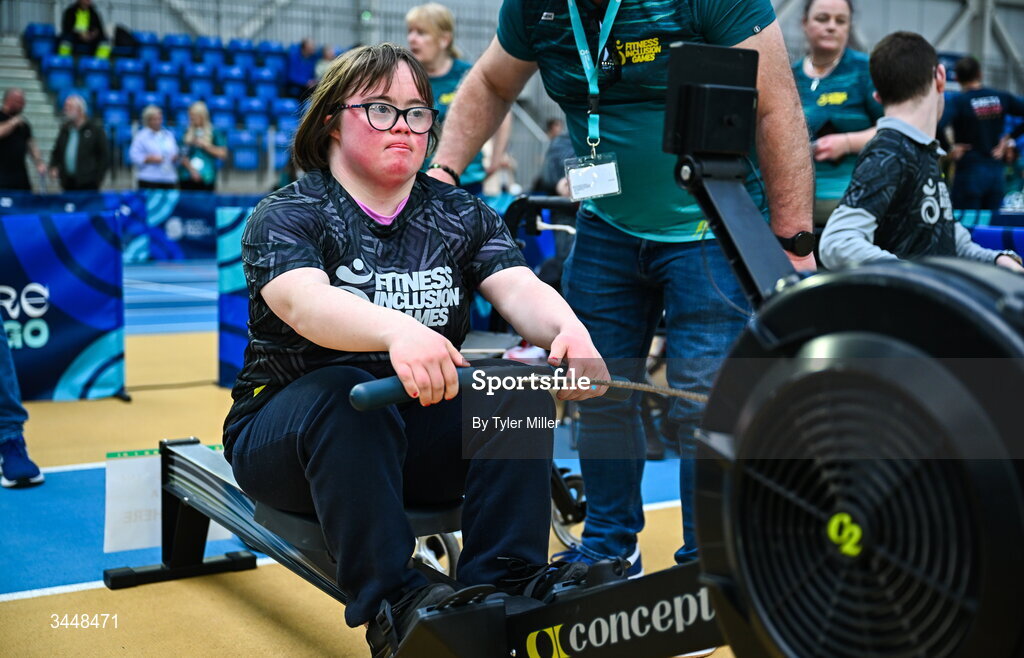7 May 2026; More than a competition. Confidence, community and breaking down barriers. IWA’s Second Annual Fitness Inclusion Games brought athletes together to celebrate progress, resilience and the power of inclusion. Pictured during the IWA’s Second Annual Fitness Inclusion Games at the National Indoor Arena at the Sport Ireland Campus, Dublin is Michelle Carter. Photo by Tyler Miller/Sportsfile