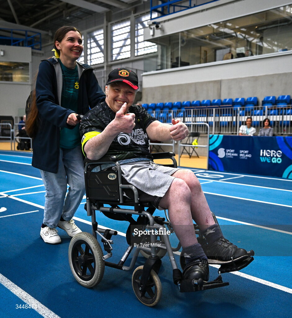 7 May 2026; More than a competition. Confidence, community and breaking down barriers. IWA’s Second Annual Fitness Inclusion Games brought athletes together to celebrate progress, resilience and the power of inclusion. Pictured during the IWA’s Second Annual Fitness Inclusion Games at the National Indoor Arena at the Sport Ireland Campus, Dublin is a competitor. Photo by Tyler Miller/Sportsfile