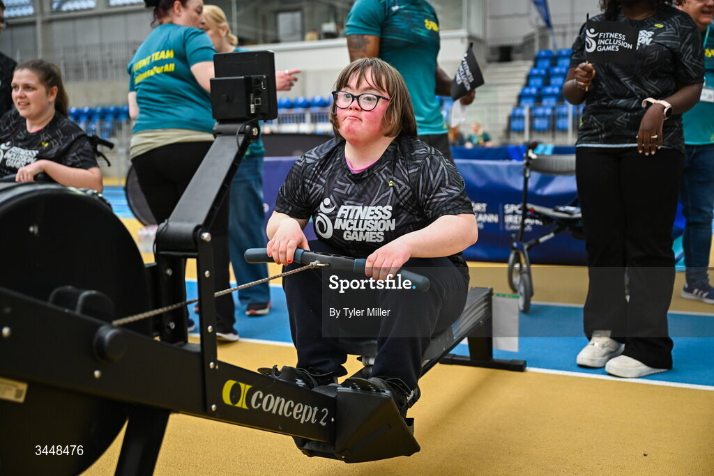 7 May 2026; More than a competition. Confidence, community and breaking down barriers. IWA’s Second Annual Fitness Inclusion Games brought athletes together to celebrate progress, resilience and the power of inclusion. Pictured during the IWA’s Second Annual Fitness Inclusion Games at the National Indoor Arena at the Sport Ireland Campus, Dublin is Michelle Carter. Photo by Tyler Miller/Sportsfile