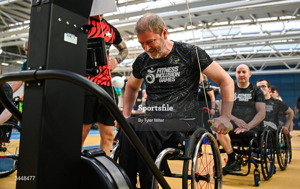 7 May 2026; More than a competition. Confidence, community and breaking down barriers. IWA’s Second Annual Fitness Inclusion Games brought athletes together to celebrate progress, resilience and the power of inclusion. Pictured during the IWA’s Second Annual Fitness Inclusion Games at the National Indoor Arena at the Sport Ireland Campus, Dublin is a competitor. Photo by Tyler Miller/Sportsfile