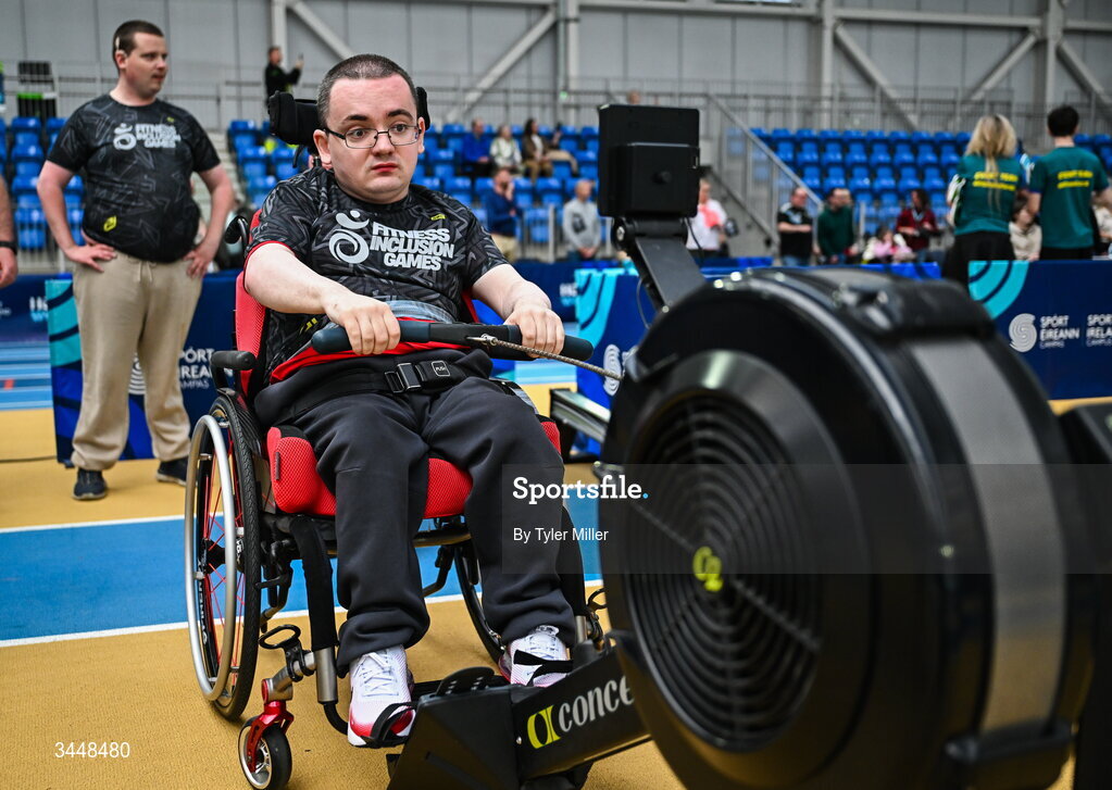 7 May 2026; More than a competition. Confidence, community and breaking down barriers. IWA’s Second Annual Fitness Inclusion Games brought athletes together to celebrate progress, resilience and the power of inclusion. Pictured during the IWA’s Second Annual Fitness Inclusion Games at the National Indoor Arena at the Sport Ireland Campus, Dublin is a competitor. Photo by Tyler Miller/Sportsfile