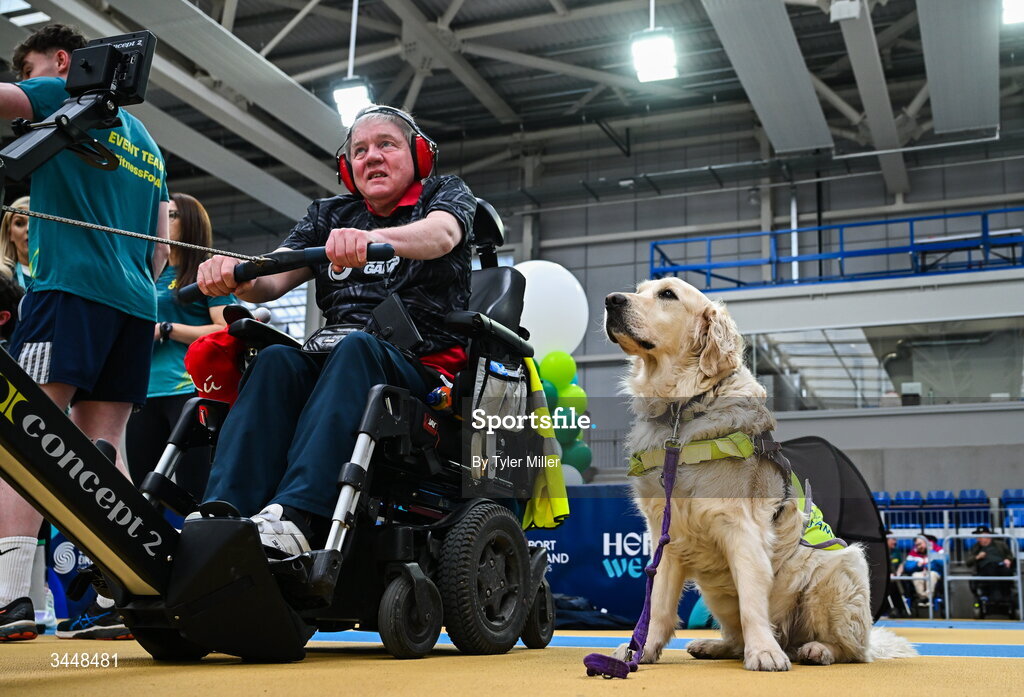 7 May 2026; More than a competition. Confidence, community and breaking down barriers. IWA’s Second Annual Fitness Inclusion Games brought athletes together to celebrate progress, resilience and the power of inclusion. Pictured during the IWA’s Second Annual Fitness Inclusion Games at the National Indoor Arena at the Sport Ireland Campus, Dublin is a competitor. Photo by Tyler Miller/Sportsfile
