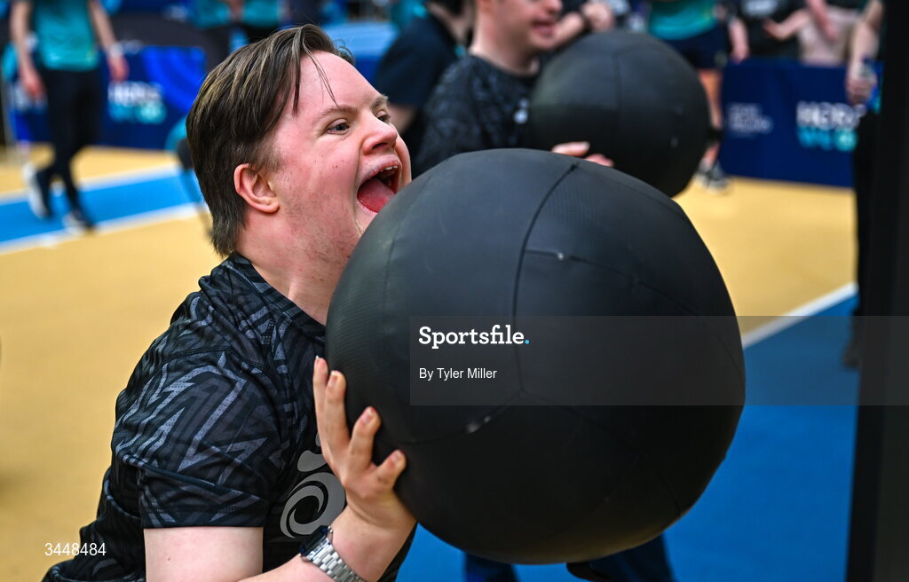 7 May 2026; More than a competition. Confidence, community and breaking down barriers. IWA’s Second Annual Fitness Inclusion Games brought athletes together to celebrate progress, resilience and the power of inclusion. Pictured during the IWA’s Second Annual Fitness Inclusion Games at the National Indoor Arena at the Sport Ireland Campus, Dublin is a competitor. Photo by Tyler Miller/Sportsfile