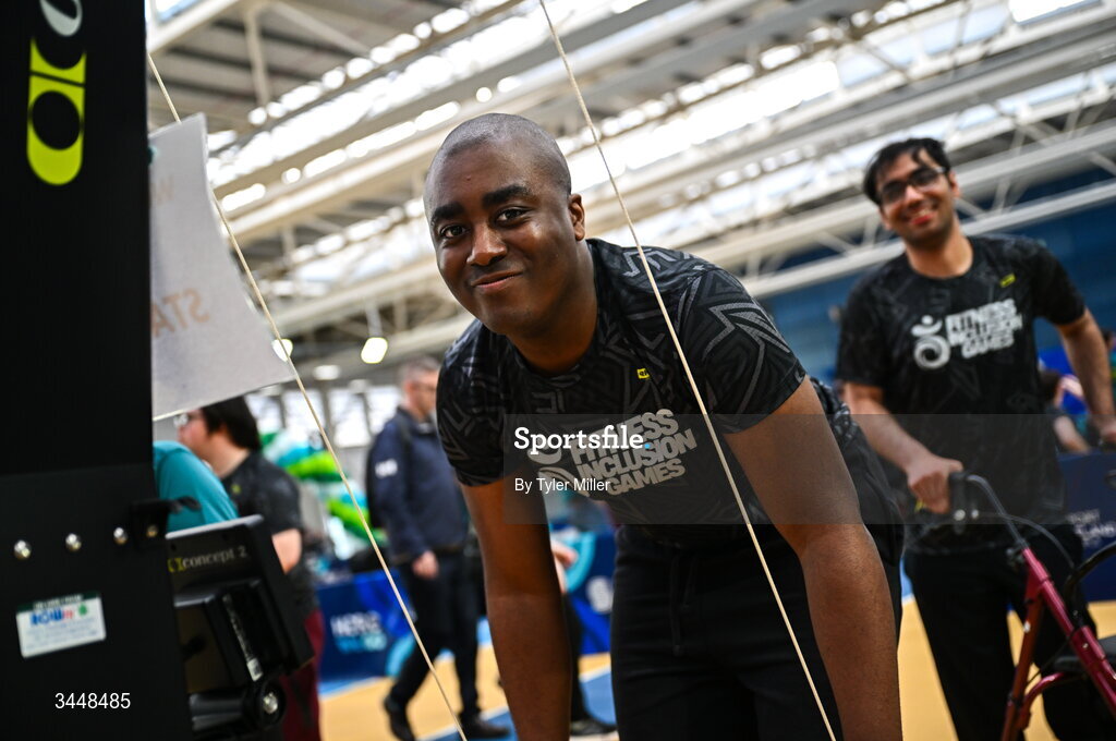 7 May 2026; More than a competition. Confidence, community and breaking down barriers. IWA’s Second Annual Fitness Inclusion Games brought athletes together to celebrate progress, resilience and the power of inclusion. Pictured during the IWA’s Second Annual Fitness Inclusion Games at the National Indoor Arena at the Sport Ireland Campus, Dublin is a competitor. Photo by Tyler Miller/Sportsfile