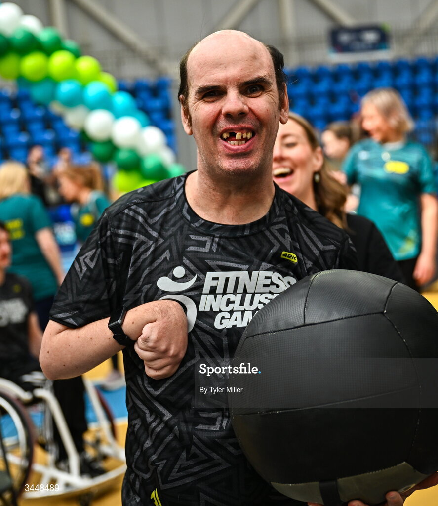 7 May 2026; More than a competition. Confidence, community and breaking down barriers. IWA’s Second Annual Fitness Inclusion Games brought athletes together to celebrate progress, resilience and the power of inclusion. Pictured during the IWA’s Second Annual Fitness Inclusion Games at the National Indoor Arena at the Sport Ireland Campus, Dublin is a competitor. Photo by Tyler Miller/Sportsfile