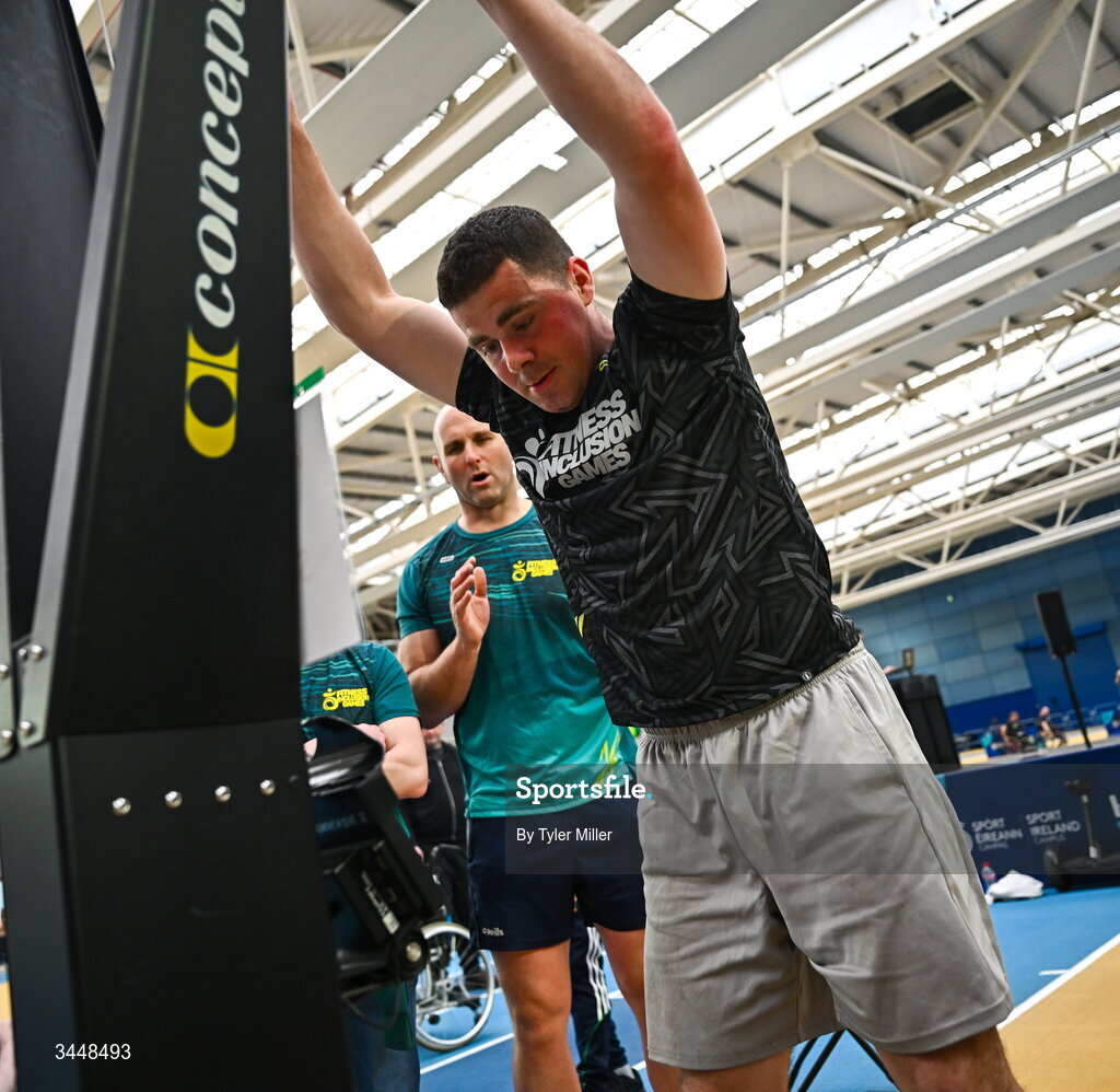 7 May 2026; More than a competition. Confidence, community and breaking down barriers. IWA’s Second Annual Fitness Inclusion Games brought athletes together to celebrate progress, resilience and the power of inclusion. Pictured during the IWA’s Second Annual Fitness Inclusion Games at the National Indoor Arena at the Sport Ireland Campus, Dublin is a competitor. Photo by Tyler Miller/Sportsfile