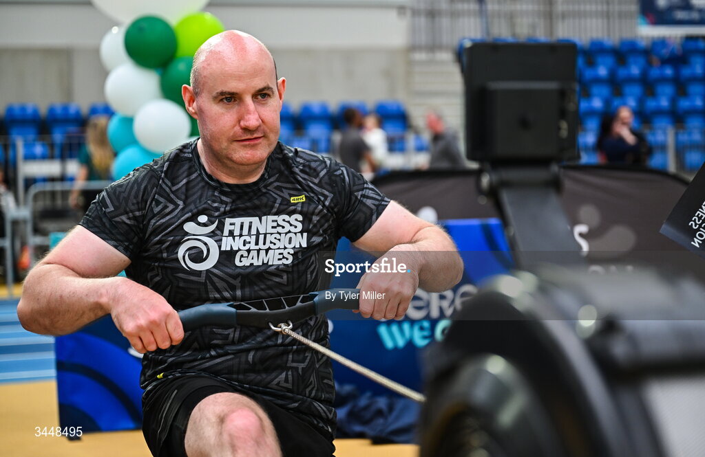 7 May 2026; More than a competition. Confidence, community and breaking down barriers. IWA’s Second Annual Fitness Inclusion Games brought athletes together to celebrate progress, resilience and the power of inclusion. Pictured during the IWA’s Second Annual Fitness Inclusion Games at the National Indoor Arena at the Sport Ireland Campus, Dublin is Nathan Doherty of North East Thunder. Photo by Tyler Miller/Sportsfile