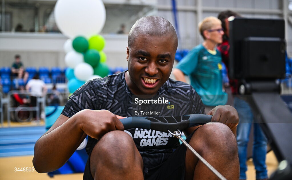 7 May 2026; More than a competition. Confidence, community and breaking down barriers. IWA’s Second Annual Fitness Inclusion Games brought athletes together to celebrate progress, resilience and the power of inclusion. Pictured during the IWA’s Second Annual Fitness Inclusion Games at the National Indoor Arena at the Sport Ireland Campus, Dublin is a competitor. Photo by Tyler Miller/Sportsfile