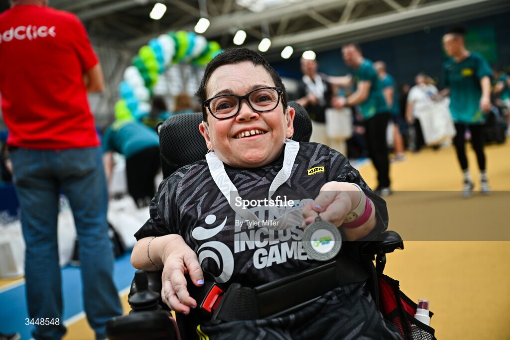 7 May 2026; More than a competition. Confidence, community and breaking down barriers. IWA’s Second Annual Fitness Inclusion Games brought athletes together to celebrate progress, resilience and the power of inclusion. Pictured during the IWA’s Second Annual Fitness Inclusion Games at the National Indoor Arena at the Sport Ireland Campus, Dublin is June Elliot of Navan Warriors. Photo by Tyler Miller/Sportsfile