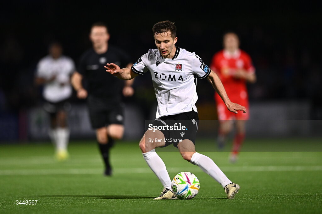1 May 2026; Tyreke Wilson of Dundalk during the SSE Airtricity Men's Premier Division match between Dundalk and Shelbourne at Oriel Park in Dundalk, Louth. Photo by Ben McShane/Sportsfile